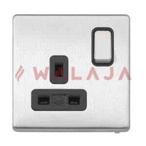 MK Aspect K24357BSSB 13A 1 Gang Dual Earth Switch Socket, Brushed Stainless Steel