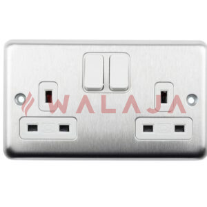 MK Albany Plus K2948BSS 13A 2 Gang DP Switch Socket Brushed Stainless Steel