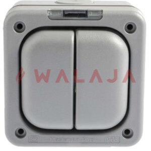 MK Masterseal K56402GRY 10A 2 Gang 1 Way Light Switch, Weatherproof