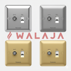 Panasonic Harmony Metal- WBC3818Y-Satellite Wire Outlet + Tel Outlet RJ 11- Gold/ Matte Gold/Chrome/Matte Chrome