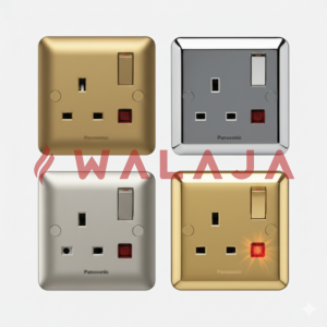 Panasonic Harmony Metal- WBC1214Y-1G DP Swd 13A Socket outlet W/Neon- Gold/ Matte Gold/Chrome/Matte Chrome
