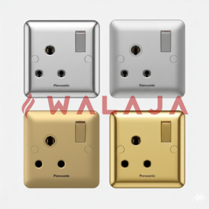 Panasonic Harmony Metal- WBC1311Y-15A Socket W/Switch Round pin- Gold/ Matte Gold/Chrome/Matte Chrome