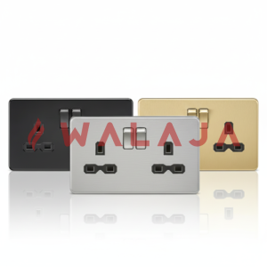 HIMEL ALTIVO SW & SOCKET - HWDALT13SS - 2 Gang 13A SP Switched Socket - GOLD/METALLIC/BLACK