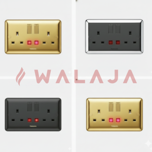 Panasonic Harmony Metal- WBC1224Y-2G DP Swd 13A Socket outlet W/Neon- Gold/ Matte Gold/Chrome/Matte Chrome