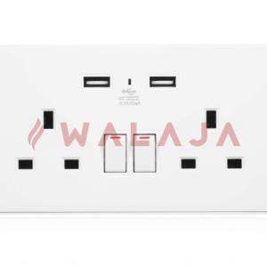 HIMEL ALTIVO SERIES SW & SOCKET - HWDALT13SNUSB - 2 Gang 13A Switched Socket with Indicators & 2*USB (A+C) White
