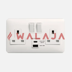 Panasonic Bs Harmony - WBC10262- 2G. 13A DP Sw. Socket A-Type USB + C-Type Charger (7x14) White