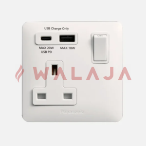 Panasonic Bs Harmony - WBC10162 - 1G. 13A DP Sw. Socket A-Type USB + C-Type Charger (7x7) White