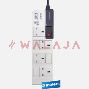 Panasonic Extension Cord - WCHG25342W - BS 13A Extension Cord with Safety Shutters & Breaker, 4 Sockets, with Main Sw. & 3 Meters Cords ( White)