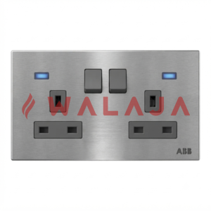 ABB Millenium Two Gang BS Double Pole Switched Socket Outlet with LED – AM240147-ST