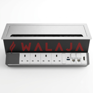 Aluminium Floor/Desk Box with 4 × 13A Sockets, USB A&C, HDMI & 2 × RJ45 Cat6